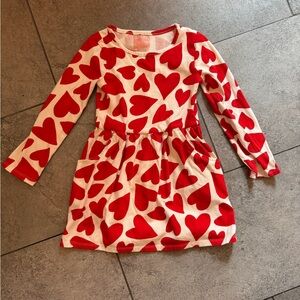 Cat & Jack Red Heart Print Long Sleeve Dress